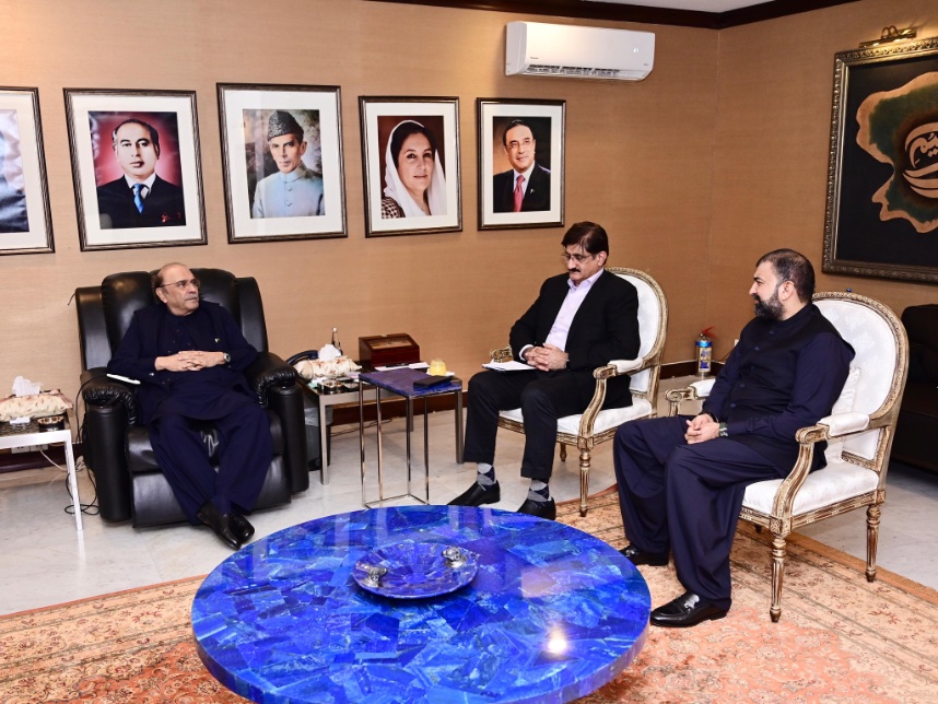 صدرِ مملکت آصف علی زرداری سے وزیرِ اعلیٰ سندھ سید مراد علی شاہ اور وزیرِ اعلیٰ بلوچستان سرفراز بگٹی کی ملاقات