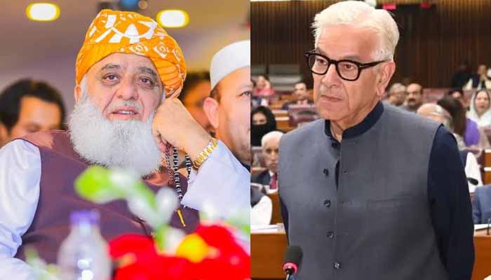 تہران میں فیلڈ مارشل صلح کرانے گئے، وہاں کوئی دفاعی معاہدہ نہیں تھا اور نہ میری ضرورت تھی: خواجہ آصف کا فضل الرحمان کو جواب