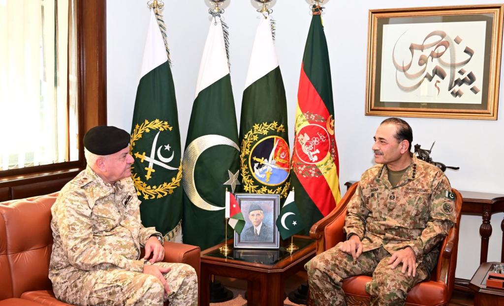 اردن کی مسلح افواج کے چیئرمین جوائنٹ چیفس آف اسٹاف میجر جنرل یوسف احمد اے الحنیطی کی چیف آف آرمی اسٹاف و چیف آف ڈیفنس اسٹاف فیلڈ مارشل سید عاصم منیر سے ملاقات